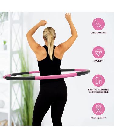 Fiteroc Weighted Fitness Hula Hoop for Adults - Detachable & Portable - Includes Jump Rope, Resistance Band, Carry Bag - Black/Pink - Buy Online on SooperMarket.com