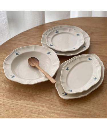 Dinnerware Dishes Plates Swallow Embossed Dining Plate Vintage Tableware Solid Simple Fish Plate Household Kitchen Restaurant Ceramic Dining Plate Oval Fish Plate Dinner Restaurant Family Party Plates Small - Buy Online on SooperMarket.com