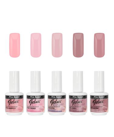 Mia Secret Gelux Soak-off nail gel polish kit - 5-piece gel polish collection (Piel Canela) - Gel nail polish kit/set - Gel nail Kit - Kit de esmaltes para u as en gel de