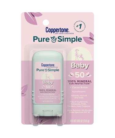 Coppertone Baby Pure & Simple Sunscreen Stick SPF 50 Cocoa Butter 0.49 oz (13.9 g)
