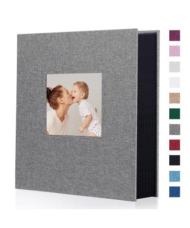 Miaikoe Photo Album 6x4 400 Pockets Slip in Large Capacity Album for Family Wedding Anniversary Linen Album Book Holds 400 Vertical 10x15cm Photos(400 Pockets Grey) 400 Pockets Grey