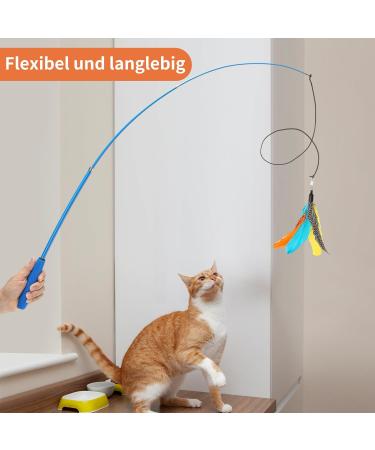 Toozey Cat Toys 16 PCS Set | Interactive Fishing Rod Feather & Bug Replacements with Bells | Bonus Storage Bag | International Shipping Available - Buy Online on SooperMarket.com