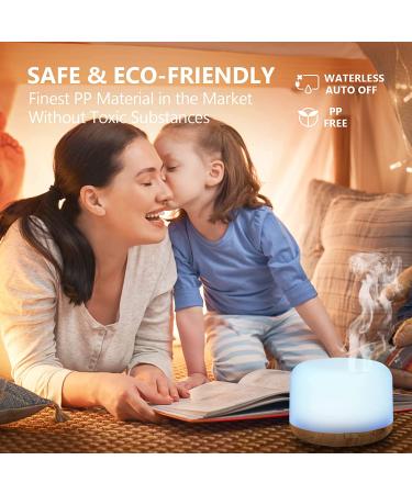 500ml Oil Diffuser with 15x10mL Essential Oils | Aromatherapy Diffuser for Large Room | 2 Mist Modes, 4 Timers, 7 Ambient Lights | Waterless Auto Off | Home & Office Aroma Diffuser (Log Color) - Buy Online on SooperMarket.com