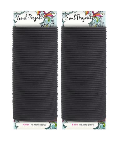 Soul Project Hair tie Elastic black 100 pieces 4mm no metal hair tie for many hair types braids ponytail and bun school work or gym hair bands women black 4mm