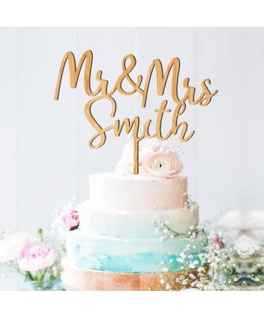 Wedding Cake Toppers Engagement Gifts Mr & Mrs Cake Topper Personalised Gifts for Couple Party Decorations Wooden Cake Topper Custom Gifts 2 Designs with Any Name(Design1) - Buy Online on SooperMarket.com