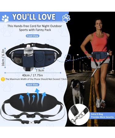 Vobuke Jogging Leash for Dogs - Shock Absorption Adjustable Reflective Belly Belt Car Safety Carabiner - Ideal for Small & Medium Dogs Up to 177lbs - Blue - Buy Online on SooperMarket.com