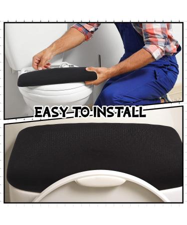 4 Pcs Black Fabric Stretch Toilet Tank Lid Cover Set - Bathroom Decor Accessories - 15.75 x 16.93 Inches - Buy Online on SooperMarket.com