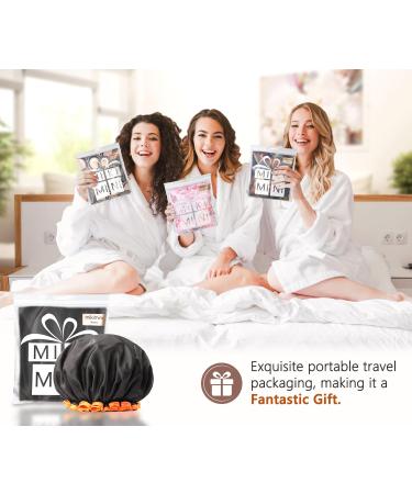 Mikimini Black Shower Hoods 2-Pack | Double-Layer Waterproof Bathing Hair Cap | Soft & Comfortable PEVA | Cute Stretchy Medium Size Black & Orange - Buy Online on SooperMarket.com