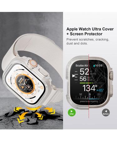 BHARVEST 3-Pack Case for Apple Watch Ultra 49mm with Tempered Glass Screen Protector | Starlight, Rose Gold, Clear | Scratch Resistant Hard PC Cover | Ultra Accessories - Buy Online on SooperMarket.com