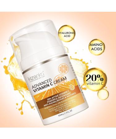 Vitamin C Cream 20% Vitamin C Age Aging Cream for Face and Skin Moisrturiser Day Cream Fits for Women for Smoothing Fine Lines & Wrinkles - 50ml - Buy Online on SooperMarket.com