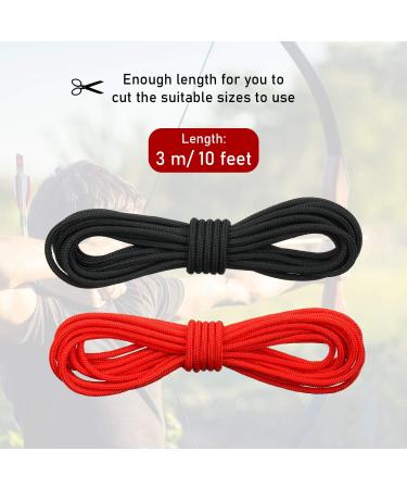2 Pieces Archery D Loop Rope Set - 10 Feet, Bowstring Serving Thread, Release Material - Black and Red - Buy Online on SooperMarket.com