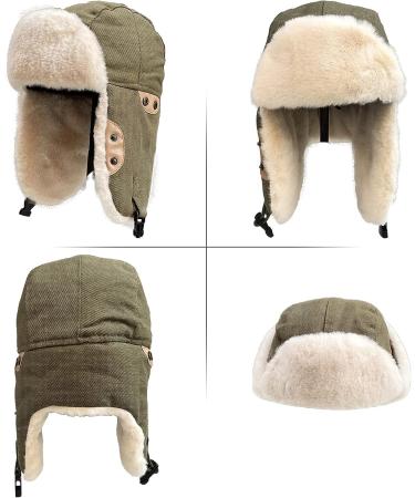 Peicees Trapper Aviator Hat and Goggles Set - Camel Hat with Fur Ear Flap and Cooper Frame/Clear Lens - Buy Online on SooperMarket.com