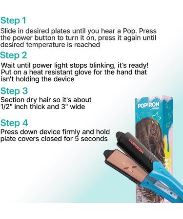 PopIron Hair Straightener & Hair Imprinting Iron - 5 Plates for Straightening, Crimping & Fun Shapes | Ideal for Hair Art & Festivals - Buy Online on SooperMarket.com