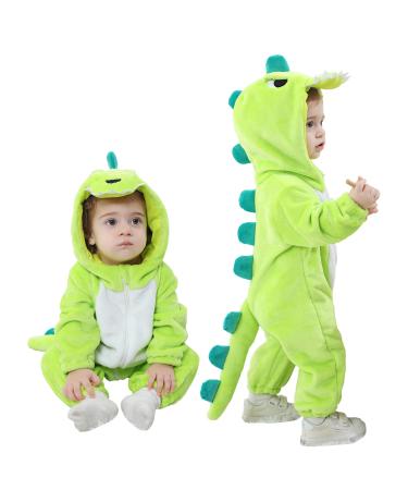 Doladola Baby Boys Girls Cartoon Animal Hooded Onesies Infant Pajamas Romper 0-3 Months Emerald Green Dinosaur