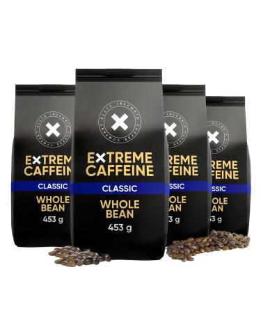 4 x black insomnia coffee beans extra strong i 1105mg caffeine per cup - strongest coffee in the world I 100% robusta coffee beans I espresso beans i acid arm i classic medium roasting 4 x 453g classic 113.25 g (4 Pack)