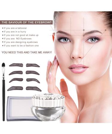 Premium Waterproof Eyebrow Powder & Stamp Kit - Natural Brow Makeup with Brushes Mirrors & 4 Stencils - Perfect for Flawless Brows Anytime - Buy Online on SooperMarket.com