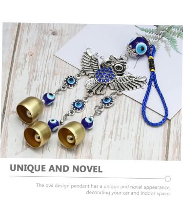 OSALADI Turkish Eye Wall Hanging 3 pcs Delicate Owl Bell Pendant Creative Wall Ornament Unique Home Pendant Bluex3pcs 25x6.8cmx3pcs - Buy Online on SooperMarket.com