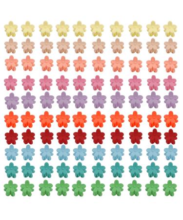 YISSION 100Pcs Mini Flower Hair Clips for Girls Small Hair Clips Cute Flower Claw Clips Toddler Baby Hair Clips Flower Clips for Hair Kids Hair Accessories For Girls Women Light Colors
