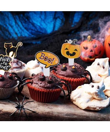 16Pcs Cake Toppers Halloween Cupcake Toppers Cake Insert Cards For Party Cake Decoration Halloween Cupcake Toppers - Buy Online on SooperMarket.com