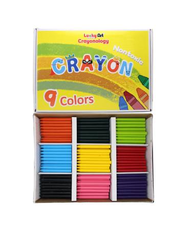 Lucky Art Unwrapped Wax Crayons - 450 ct Bulk Pack Pre-Sorted in 9 Vibrant Colors for Kids Teachers and Art Enthusiasts - ASTM Safety Tested for School Supplies Drawing Melting Projects 450 Regular Size