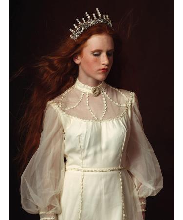 SWEETV Vintage Pearl Tiara | Bronze Queen Crown for Women | Royal Wedding Tiaras and Crowns | Jeweled Birthday Quinceanera Pageant Prom Headpiece - Valerie - Buy Online on SooperMarket.com