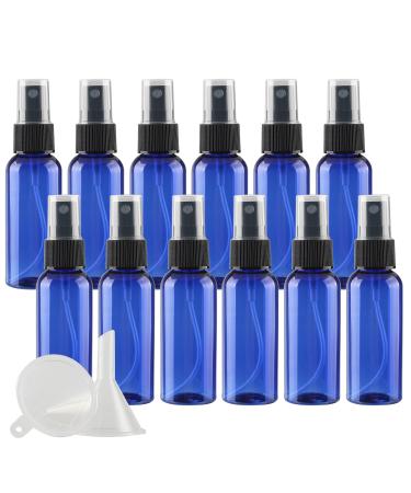 TIANZD 24 Pieces Empty 50 ml Blue PET Plastic Fine Mist Pump Spray Bottles with Black Top Portable Sprayer for Perfume Water Cosmetic Travel Containers Refillable 2x Funnel