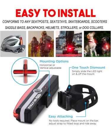Blitzu Cyborg 168T USB Rechargeable Bike Tail Light - Bright Rear Cycling Safety Flashlight for Road and Mountain Bikes. Perfect for Helmets. Front Headlight and Back Set for Kids, Men, and Women - Buy Online on SooperMarket.com