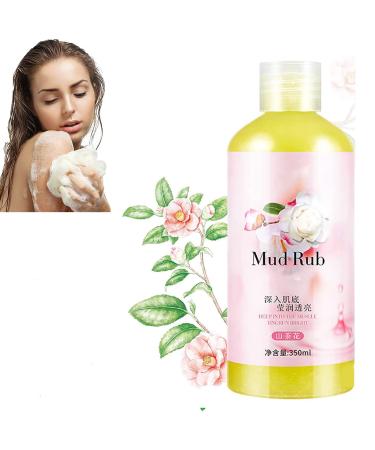 350ml Rubbing Mud for Skin - Mud Rubbing Artifact Mud Scrub Cream Rubbing Mud Gel Mud Rub Exfoliating Mud Run Scrub Cream Skin Cleansing Gel Mud Rub Gentle Exfoliation for Whole Body (Camellia)