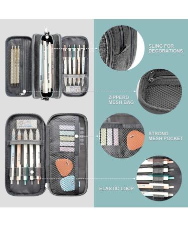 Vnieetsr Large Pencil Case Big Capacity Pencil Bag Large Storage Pouch 3 Compartments Desk Organizer Marker Pen Case Simple Stationery Bag Pencil Holder (Gray) - Buy Online on SooperMarket.com