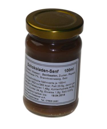 Wiedemer - sweet chocolate mustard made of fresh preparation with selected natural ingredients - 1 glass of 100g gourmet mustard for game roulades salad dressing sauce dip and much more.