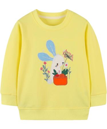 Girls Cotton Sweatshirt with Bunny Print | Long Sleeve Pullover for 4-5 Years Old | Toddler Casual Jumper | Age 1-12 Years - Buy Online on SooperMarket.com
