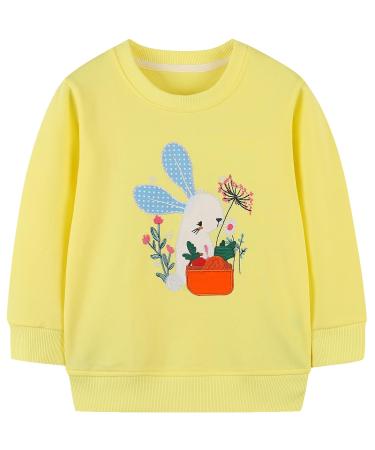 Girls Sweatshirt for Kids Cotton Top Casual Jumper Girl T Shirt Toddler Clothes Long Sleeve Pullover Age 1-12 Years 4-5 Years Bunny 01