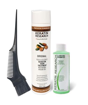 Brazilian Keratin Hair Blowout Treatment Express Formula 300ml Bottle Includes 120ml Clarifying Shampoo and Brush/Comb