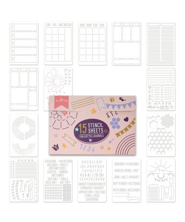 Easy to Use Stencil Set for Dotted Journals - Time Saving Planner Accessories/Supplies Kit Makes Creating Layouts Easy - Incl. Bullet Point Checklists, Daily/Weekly/Monthly Calendars