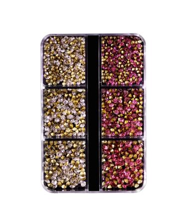 Worparsen 1 Box Nail Ornaments Nail Beauty Charms Golden Bottom Glass Rhinestone Nail Art Charms Ornament Accessories C
