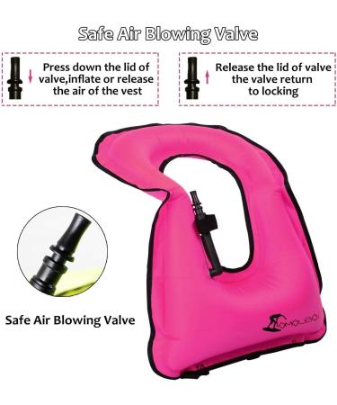 OMOUBOI Snorkel Vest for Adults - Inflatable Swim Safety Jacket for Diving, Snorkeling & Swimming (100-220 lbs) - Rose-red - Buy Online on SooperMarket.com