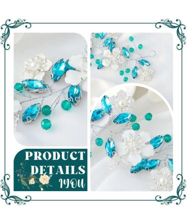 IYOU Flower Wedding Hair Vines Blue Crystal Bride Headband Leaf Guest Bridesmaid Hair Accessories for Women - Buy Online on SooperMarket.com