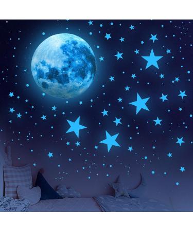 Glow in the Dark Stars and Moon Wall Decals - Kids Ceiling Stars for Nursery, Bedroom, Living Room - Buy Online on SooperMarket.com