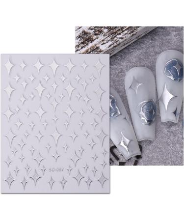 JMEOWIO 9 Sheets Colorful Star Nail Art Stickers Decals - Self-Adhesive Silver Supplies for Nail Design - Buy Online on SooperMarket.com