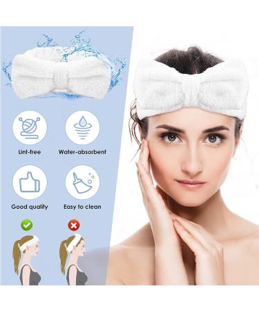 Soft Flannel Spa Headband for Women - Bowknot Hair Band for Makeup, Face Wash, Shower - White Headband - Buy Online on SooperMarket.com
