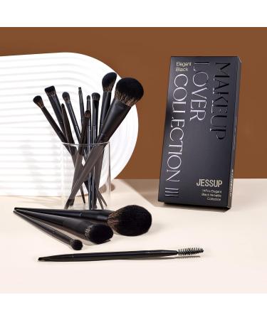 Jessup 14Pcs Black Kabuki Makeup Brushes Set for Foundation, Eyeshadow, Contour, and Concealer - T336 B-T336 - Buy Online on SooperMarket.com