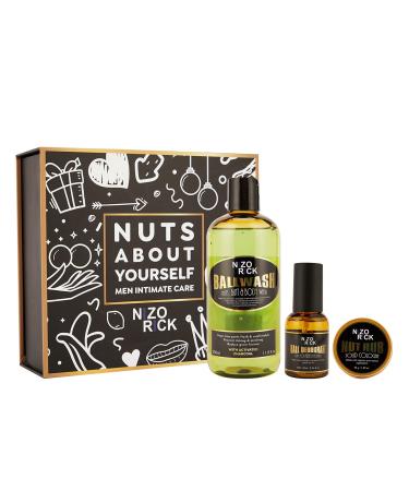 Ball Deodorant for Men Mens Ball Wash Kit Natural & Organic Ball Wash Lotion+Ball Deodorant Spray+Anti-Chafing Nut Balm Cream to Stay Fresh Dry & Moisturized All Day