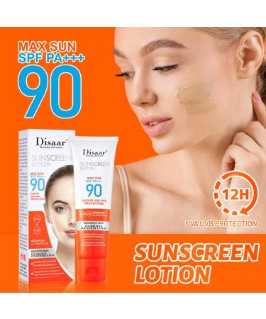 Tinted Sunscreen SPF 90 - Ultra-Light Fluid Broad Spectrum Face Sunscreen with Vitamin E & Niacinamide - Oil-Free Formula for UVA and UVB Protection - 1PC - Buy Online on SooperMarket.com