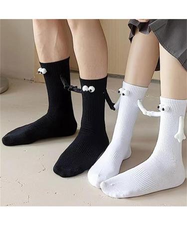Couple Holding Hands Funny Magnetic 3D Doll Couple Socks - Unisex Mid-Tube Socks (White) - Buy Online on SooperMarket.com