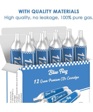 BLUE FLAG 12-Gram CO2 Cartridges - 10 Pack for Pellet, BB, and Airsoft Guns - Buy Online on SooperMarket.com