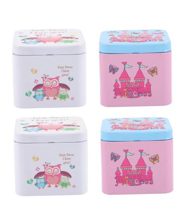 Alipis 4 pcs Tins Cases Containers Wedding Sweets Delicate Cans Cartoon Party Candy Tinplate