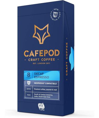 CafePod Craft Coffee Nespresso Compatible Aluminium Pods - UTZ Certified (Decaf x 10 Pods) - Buy Online on SooperMarket.com