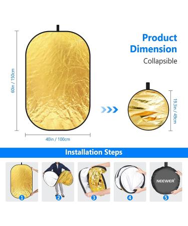 NEEWER 40x60 / 100x150cm 5-in-1 Collapsible Light Reflectors with Bag - Studio & Outdoor Photography Diffuser Set - Buy Online on SooperMarket.com