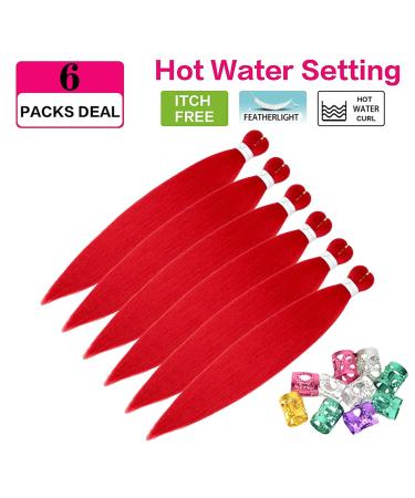Buy Xusuperb 30 Pre Stretched Kanekalon Braiding Hair - Red Easy Braids Extensions (6 Packs) - Soft Yaki Hair for Stylish Braids - Buy Online on SooperMarket.com