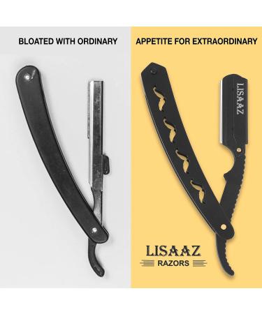 Premium Black Straight Razor for Men | 10 Stainless Steel Blades | Classic Shaving Tool | Professional Barber Supplies | 4.8in Quality Design - Buy Online on SooperMarket.com